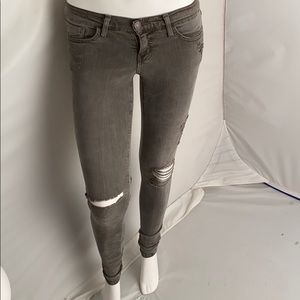 Flying Monkey distressed ripped gray skinny jeans
